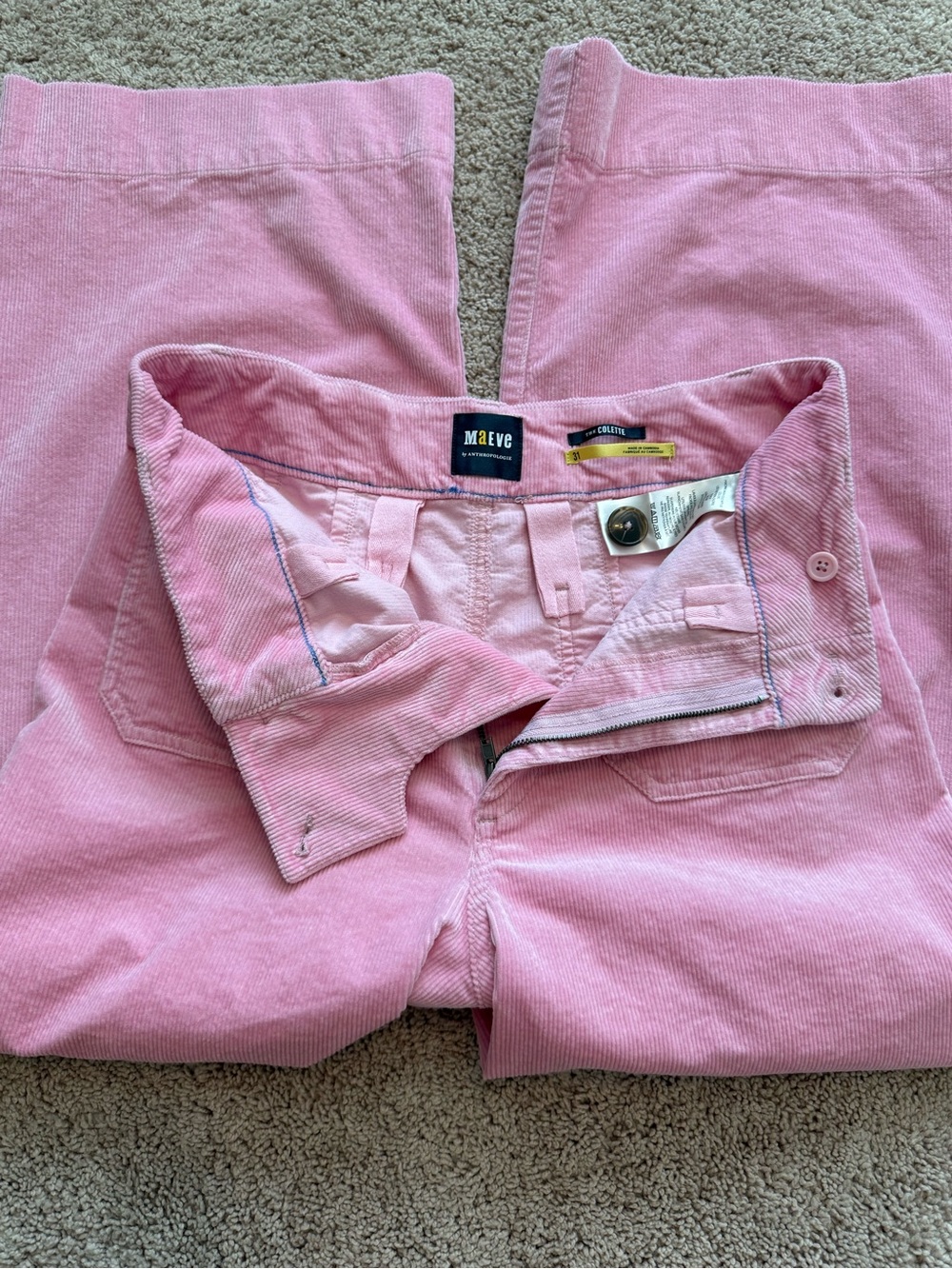 Maeve Pink Corduroy Wide Leg Pants